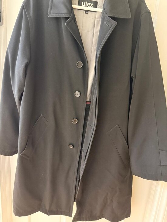 Utex Men’s Size 40 Blend Lined Coat Removable Lining Black Trench - Picture 4 of 8